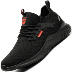BAOLESEM Sicherheitsschuhe Herren Arbeitsschuhe Herren Damen Leicht Atmungsaktiv Sportlich Schutzschuhe mit Stahlkappe Sneakers 46 EU 1620b Schwarz