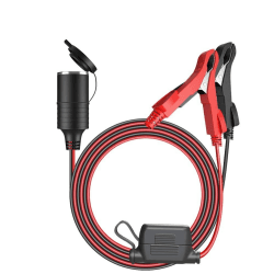 3.2M Zigarettenanzünder Verlängerungskabel 12V/24V KFZ Batterieklemme Clip Kabel 16 AWG 15A Steckdose Adapter Stromversorgung Kordel (Alligator Clip)-MEHRWEG Alligator Clip mit Sicherung