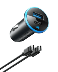 Anker USB C Autoladeadapter (52,5W), 323 Dual Port Handyladegerät Auto mit PowerIQ 3.0, Schnellladeleistung, Kompatibel mit Samsung Galaxy S23/22/ iPhone 14/13 Google Pixel Sony LG (Mit USB-C Kabel)