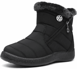 Gaatpot Damen Winterstiefel Wasserdicht Warm gefütterte Schneestiefel Winterschuhe Winter Kurzschaft Stiefel Boots Schuhe 39 EU Schwarz
