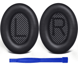 SoloWIT® Ersatz Ohrpolster für Bose QC35, kompatibel mit Over-Ear Kopfhörern von QuietComfort 35 (QC35) und Quiet Comfort 35 II (QC35 ii) Schwarz