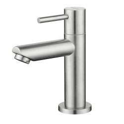 CECIPA Chrom Kaltwasserarmatur mit Anschlussschlauch, Waschbeckenarmatur mit Auslauf Höhe 93.4 mm für Gäste WC, Badezimmer Kaltwasserhahn Gebürstet