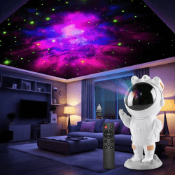LED Astronaut Sternenhimmel Projektor,Spaceman Galaxy Star Projektor Nachtlicht，Planetarium Projektor mit Timer, Fernbedienung，Schlafzimmer Deckenprojektion Lampe，Geschenk für Kinder und Erwachsene Weiß