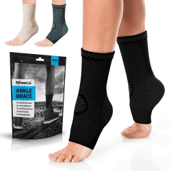 POWERLIX Sprunggelenkbandage 2 Stück, Professionelle Knöchelbandage für Damen/Männer Kompressionssocken Fußbandage für Plantarfasziitis, Arthritis, ACL, Gelenkschmerzen,Fersensporn, Schwarz, XL Schwarz XL