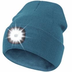 Deilin LED Mütze mit Licht,Outdoor Hüte für Herren Damen,Beleuchtete Mütze Aufladbar USB Stirnlampe,Winter Herren Mütze Warme Witzige Geburtstagsgeschenk Mann Camping Gadgets für Angler Laufen Wandern Einheitsgröße MistBlau