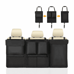 URAQT Kofferraum Organizer Auto, Aufbewahrungstasche, Kofferraumtasche Auto, Wasserdicht Multifunktionale, Teilt Kofferraum Rücksitz mit Vielen Tasche Schwarz 89CM*46CM