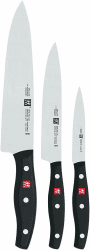 ZWILLING Twin Pollux Messer-Set, 3-teilig (Spick-/Garniermesser 10 cm, Fleischmesser 16 cm, Kochmesser 20 cm), Rostfreier Spezialstahl/Kunststoff-Griff im Nietendesign, Schwarz 3-teilig Messer-Set, 3-teilig Single