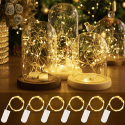 6 Stück LED Lichterkette Batterie Betriebe, 2M 20LEDs Warm weiß Mini Lichterketten Silber Kupferdraht Batteriebetrieb, LED Beleuchtung Batteriebetrieben Deko für Flasche, Urlaub,Weihnachten Deko Warmweiß 6 Pack