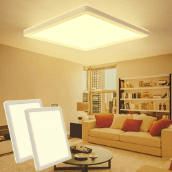 slochi [2 Stücke] LED Deckenleuchte, 20W Ultra Dünn Modern Deckenlampe Flach 2.4 cm, 3000K Warmweiß, Quadrat für Schlafzimmer, Wohnzimmer, Bad, Balkon, Flur, Küche Umkleideraum 3000k 2 Stück (1er Pack)