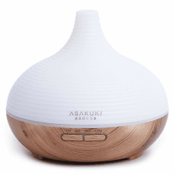 ASAKUKI 300ml Aroma Diffuser für Duftöle, Premium Ultraschall Luftbefeuchter Aromatherapie Öle Diffusor mit 7-farbigem LED-Licht, BPA-Free Schlafzimmer, Büro, Spa-Gelb