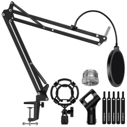 InnoGear Mikrofonständer Mikrofonarm Boom Arm mit Shock Mount Mikrofonhalter Pop-Filter 3/8" auf 5/8" Schraubadapter Fünf Kabelbinder, für HyperX QuadCast, Blue Yeti (Groß)