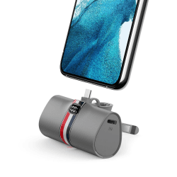 Power Bank USB C 5000mAh, Mini tragbares Ladegerät 20W PD Schnellladung, VIYISI kabellose Powerbank mit LED Display & Ständer kompatibel mit Samsung/Xiaomi/Huawei/Oppo, Typ C Android Handy - Grau USB-C | Grau