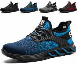 SUADEX Arbeitsschuhe Herren Damen Sicherheitsschuhe Stahlkappenschuhe Sportlich Atmungsaktiv Arbeitsschutzschuhe Schutzschuhe mit Stahlkappen 45 EU Blau