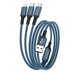 GIANAC Multi USB Kabel,Handy [1.2M] Universal ,Ladekabel 3 in 1 Schnellladekabel Mehrfach mit Micro USB Typ C Lightning für iPhone, Android Samsung Galaxy S10/S9 Blue
