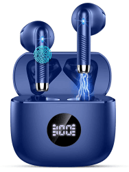 Bluetooth Kopfhörer, In Ear Kopfhörer Bluetooth 5.3 Kopfhörer Kabellos mit HD Mikrofon, HiFi Stereo Sound Ohrhörer 40 Std Spielzeit Kopfhörer mit USB-C Ladebox, LED Anzeige, IP7 Wasserdicht, Blau 40 Stunden blue