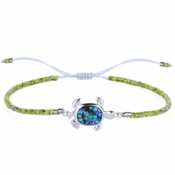 KELITCH Armband für Frauen Miyuki Perlen Abalone Wickeltuch Armbänder Freundschaft Armband Neue Schildkröte Einstellbare Armbänder Cyan