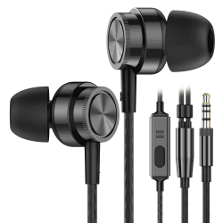 Kopfhörer mit Kabel, In Ear mit Mikrofon, Geräuschunterdrückung Stereo und HiFi-Klang, 3.5mm Ohrhörer Kompatibel für Samsung Galaxy, iPhone, Smartphone, MP3 Players usw Schwarz