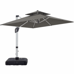 ABCCANOPY 300cm Sonnenschirm im Freien Wasserabweisende Bespannung -Gartenschirm Marktschirm 2Tiers Sonnenschirm dunkelgrau 325cm