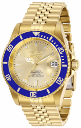 Invicta Pro Diver Edelstahl Herren Automatikuhr - 42mm Gold / Blau