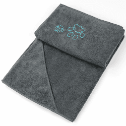 Winthome Hundehandtuch Extra Saugfähig - Handtuch Hund Schnell Tocknend, Handtuch Hund mit Taschen, Handtuch Mikrofaser Weich, Hundebademantel für Große Mittelgroße Kleine Hunde/Katze (77x127cm, Grau) 77x127cm grau