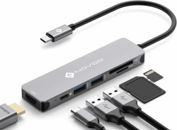 NOVOO USB C Hub 4K HDMI USB C Adapter Docking Station mit 100W Power Delivery,4K HDMI,2 USB-A 3.0 Datenports, SD/TF Kartenleser für MacBook Pro/Air M1 M2 Dell Surface Lenovo Hp und mehr Typ C Geräten 6 in 1