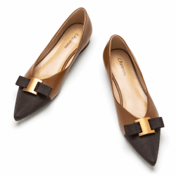 C.Paravano Frauen Flache Schuhe | Spitze Fliege Elegantes Ballettschuhe | Schuhe Damen | Spitze Flache Schuhe 38 EU Braun A2