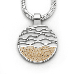 DUR Damen Ohrstecker | Anhänger | Kette ''Ebbe und Flut" aus 925er Silber | Strandsand Anhänger Ebbe und Flut