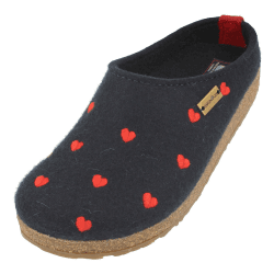 HAFLINGER Grizzly Cuoricini Filzpantoffel Herz Hausschuh Kork 36 EU Mittelblau