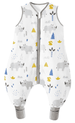 Chilsuessy Baby Schlafsack mit Beinen 2.5 Tog Winter Schlafsack Unisex Ganzjahres Schlafsack mit Füßen Babyschlafsack Schlafsack Kinder, Süßes Nashorn, 100cm/Baby Höhe 105-115cm 100cm/Baby Höhe 105-115cm Süßes Nashorn
