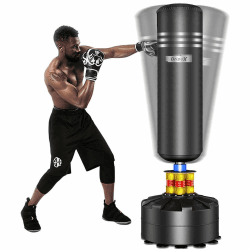 Dripex Boxsack Erwachsene Freistehender Standboxsack MMA Boxpartner Boxing Trainer Heavy Duty Boxsack mit Saugfuß Schwarz