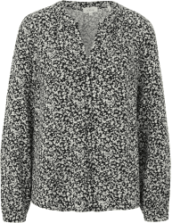 S.Oliver Viskose-Bluse mit Allovermuster (2120806.99A2) schwarz/weiß