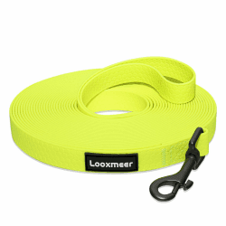 Looxmeer Schleppleine für Hunde, Hundeleine 3m 5m 7m 10m 15m 20m 25m 30m mit Handschlaufe und D-Karabiner, Reißfeste Trainingsleine, Neon Gelb