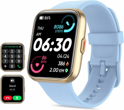Smartwatch Damen mit Telefonfunktion 1,7'' Alexa Integriert Herren Fitnessuhr 60+Sportmodi,Herzfrequenz SpO2 Stress Lärm Schlafmonitor, IP68 Wasserdicht,Whatsapp Funktion, Fitness Tracker… Hellenblau