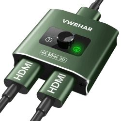 HDMI Splitter HDMI Switch, 4K@60Hz Aluminium Bidirektional HDMI Switch 2 In 1 Out oder 1 In 2 Out HDMI Switcher, HDMI Verteiler Unterstützt HDCP 2.2 4K 3D HDR für Fire TV Stick UHD TV PS5 Xbox DVD Grün