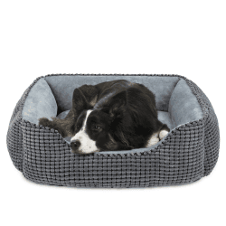 JOEJOY Hundebett Mittelgroße Hunde, Hundekorb Flauschig, Hundebett Waschbar, Plüsch Hundebetten, rutschfeste Hundekörbchen, 76x61x23cm, Hundebett für Mittelgroße Hunde und Katzen L(76x61x23cm) Grau
