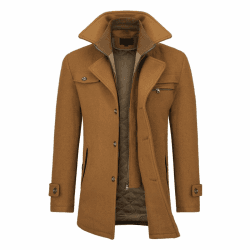 Allthemen Wintermantel Kurzmantel Herren Schwarz Wollmantel Stehkragen Herren Winter Mantel Warm Kurz Slim Fit Winterjacke Business