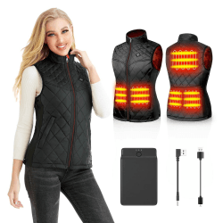 Kintiwe Beheizbare Weste, Beheizte Weste Damen mit Akku, Beheizbare Jacke Heizweste Wärmeweste mit 3 Stufen Temperatur für Outdoor Motorrad Camping M Schwarz
