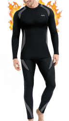 BENNALD Thermounterwäsche Herren, Skiunterwäsche Winter Thermowäsche Set Funktionsunterwäsche Warm Weich Funktionswäsche atmungsaktiv Thermo Unterwäsche Thermounterhemd Thermounterhose für Männer L Grau
