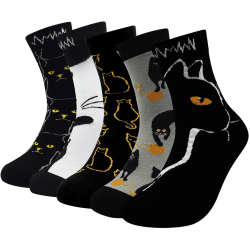 ZFSOCK Damen Bunte Socken Lustige Socken mit Motiv Karikatur Tier Witzige Niedlich Katze Hund Coole Socken Baumwolle Weihnachten Geschenkideen für Frauen Mädchen 5 Paare