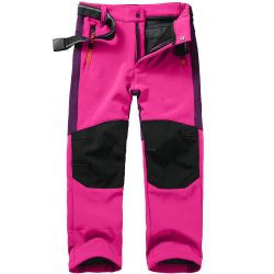 yeyity Kinder Softshellhose Skihose Gefüttert Cargohose Wasserdicht Thermohose Jungen Mädchen Schneehose Winter Outdoorhose Wanderhose 140-152 Rosa