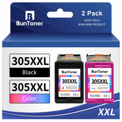 BunToner 305 XL patronen Kompatibel hp 305 druckerpatronen XL Set für HP DeskJet 2720e 4120e HP Envy 6000 6420e Pro 6430 6432 Drucker(Schwarze，Farbe)