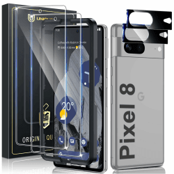 UniqueMe für Google Pixel 8 Schutzglas [2 Stück 9H Militätstandard Schutzglas und 2 Stück Kameraschutz], 9H Härte Kratzfest Google Pixel 8 Schutzfolie Einfache Installation HD Transparent Google Pixel 8