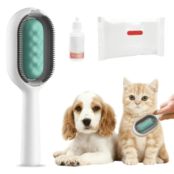 Hundebürste Mit Wassertank,Katzen Bürste Mit Feuchttüchern,Reinigungsbürste Für Tierhaare,Multifunctional Haustier Reinigung Haarentfernung Kamm,Ideal for Massage,Care and Remove Hair (Langhaar/Blau)