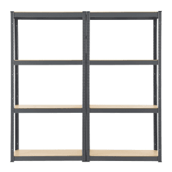 Juskys 2er-Set Lagerregal Easy 2X 160x80x40cm (HxBxT) | 640kg Traglast | 8 Böden | Metall Schwerlastregal Kellerregal Steckregal Regal Regalsystem Metallregal Grau