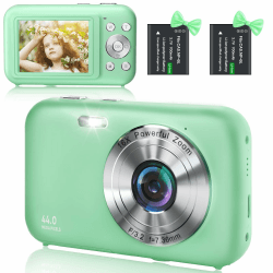 Digitalkamera, Fotokamera Kompaktkamera HD 1080P 44MP, Kamera fotokamera Fotoapparat, Wiederaufladbare Digital Kamera mit 16X Digitalzoom digicam für Kinder, Erwachsene, Mädchen, Jungen(Grün)