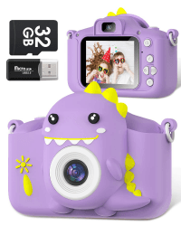 Kinderkamera, Gofunly Kinder Kamera 1080P 2,0-Zoll-Bildschirm Fotoapparat Kinder mit 32GB SD-Karte Selfie Digitalkamera Kinder Fotokamera Kinder für 3-12 Jahre Jungen und Mädchen Weihnachten Spielzeug Violett