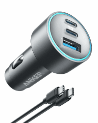 Anker USB-C 535 Car Charger, 67W KFZ-Ladegerät, Auto Schnellladegerät mit 3 Anschlüssen, PIQ 3.0 für iPhone 15/15 Plus/15 Pro/15 Pro Max, Galaxy S23, MacBook Pro, iPad Air und mehr (inkl. USB-C Kabel)