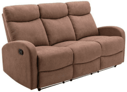 Kauf-Unique EVELYN 3-Sitzer Relaxsofa Stoff brau
