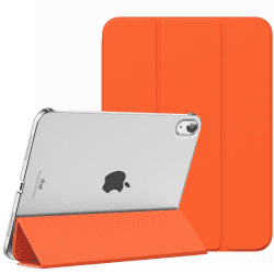MoKo Hülle für ipad 10. Generation 2022, ipad 10,9 Hülle Dünne Leichte PU Leder Tablet Hülle mit Auto Schlaf/Aufwach Funktion Transluzente PC Rückseite, Orange