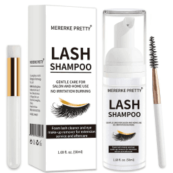Flüssig ,Wimpernverlängerung Shampoo 50 ml + Pinsel - Augenlid Schaumreiniger - Sensitive Paraben- und Sulfatfrei - Wimpernwaschung und Wimpernbad für Extensions - Salongebrauch und Haushaltspflege